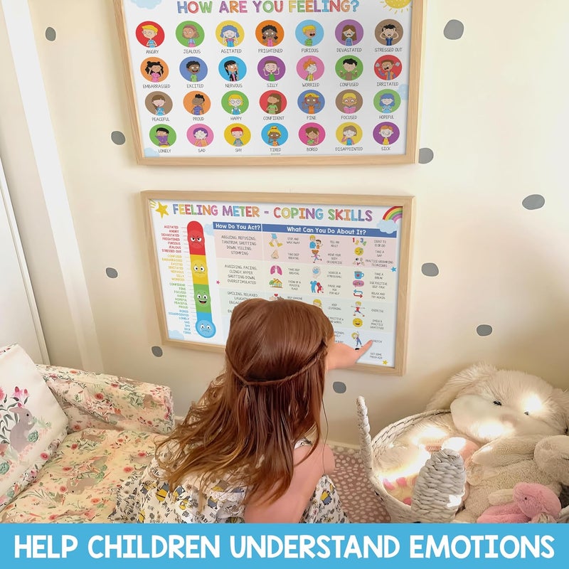 HAMIEW Feelings Chart for Kids Colorful - Coping Skills Emotions Chart Poster - Calm Down Corner Supplies - Mental Health Posters for Kids - School Counselor Psychologist Toddler Preschool Homeschool - Image 5